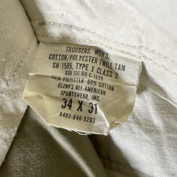 Vintage 1960s Military SH-1505 Type 1 Class 2 Twill Tan Trousers // 34x31 - Picture 4 of 6
